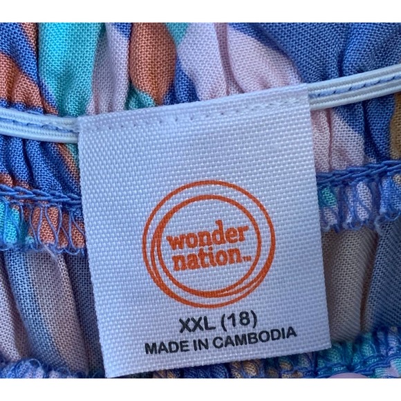 NWT, Wonder Nation Girl's Sz XXL (18) Smocked Midi Multi-color Dress - Picture 9 of 9